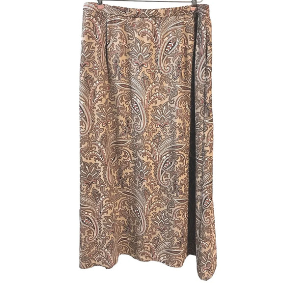 Pendleton Paisley A-Line Skirt Size 16 Tan with Pockets - Picture 1 of 6